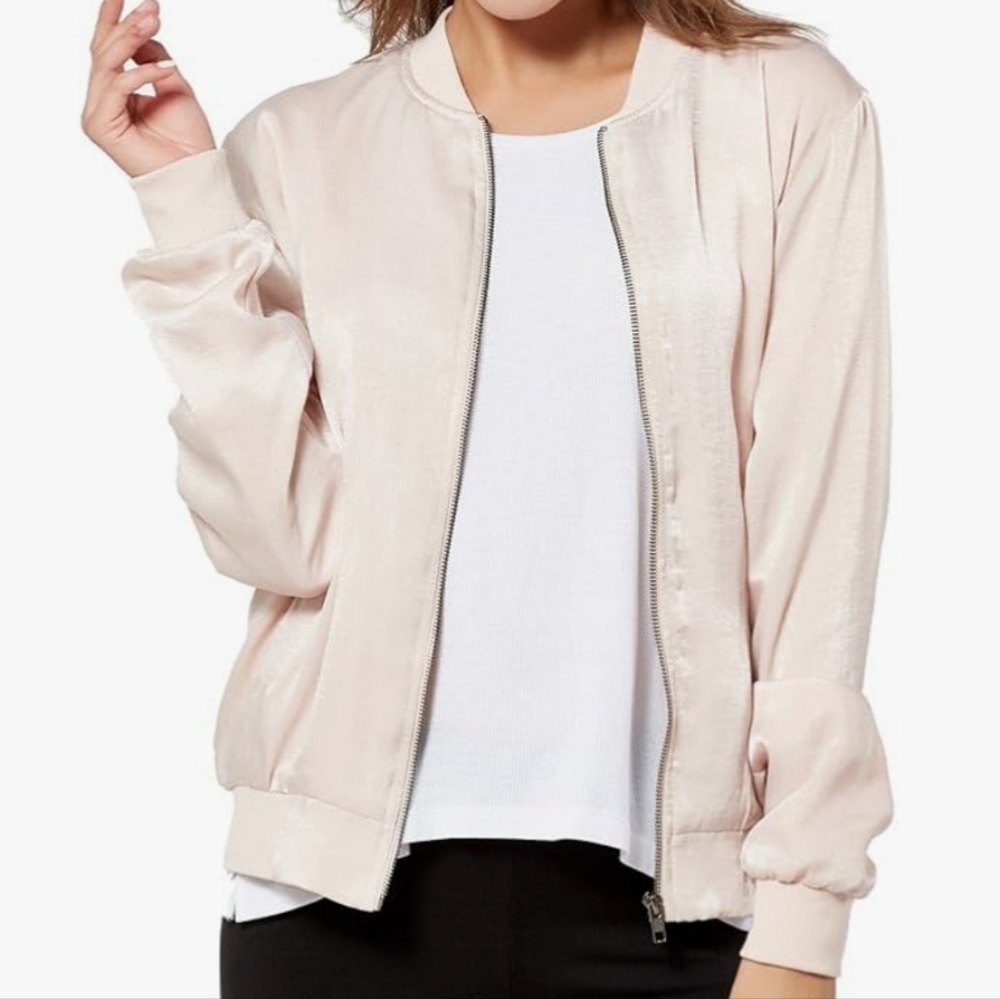 Color Swatch Light Pink Casual Bomber Jacket